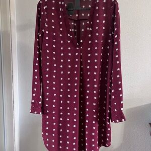 Forever 21 Burgundy and White Spotted Dress